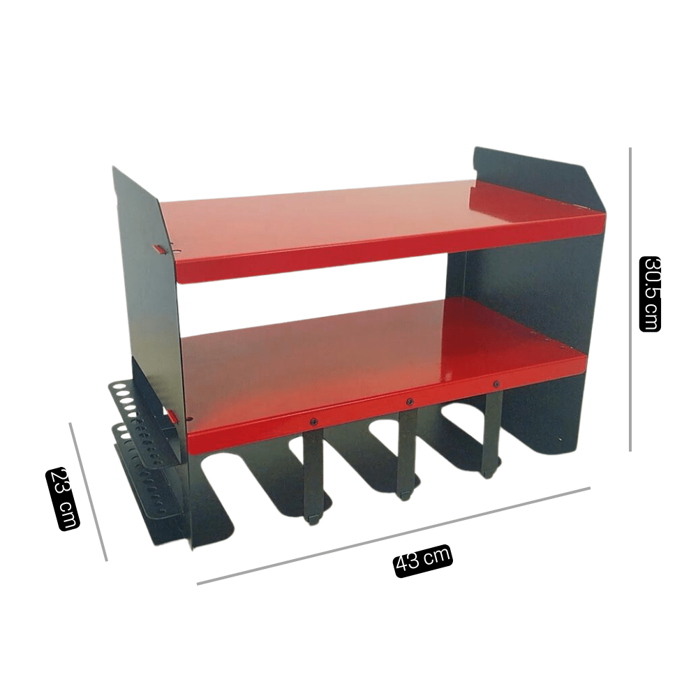 ULTRARACK Power Tool Organiser dimensions, 43cm wide, 23cm deep, 30.5cm high