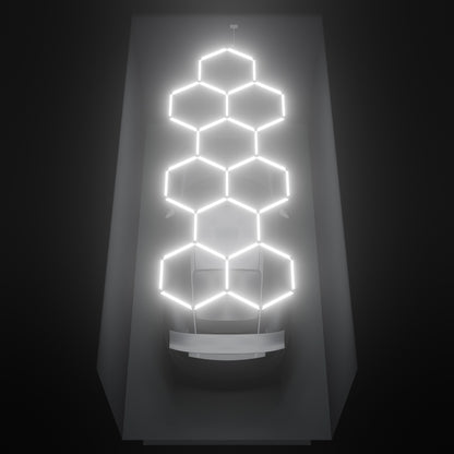 ULTRABEAM Hex Classic 9-Grid A, 4.5 x 1.7 m, lit on the ceiling of a 3 x 6 m single garage