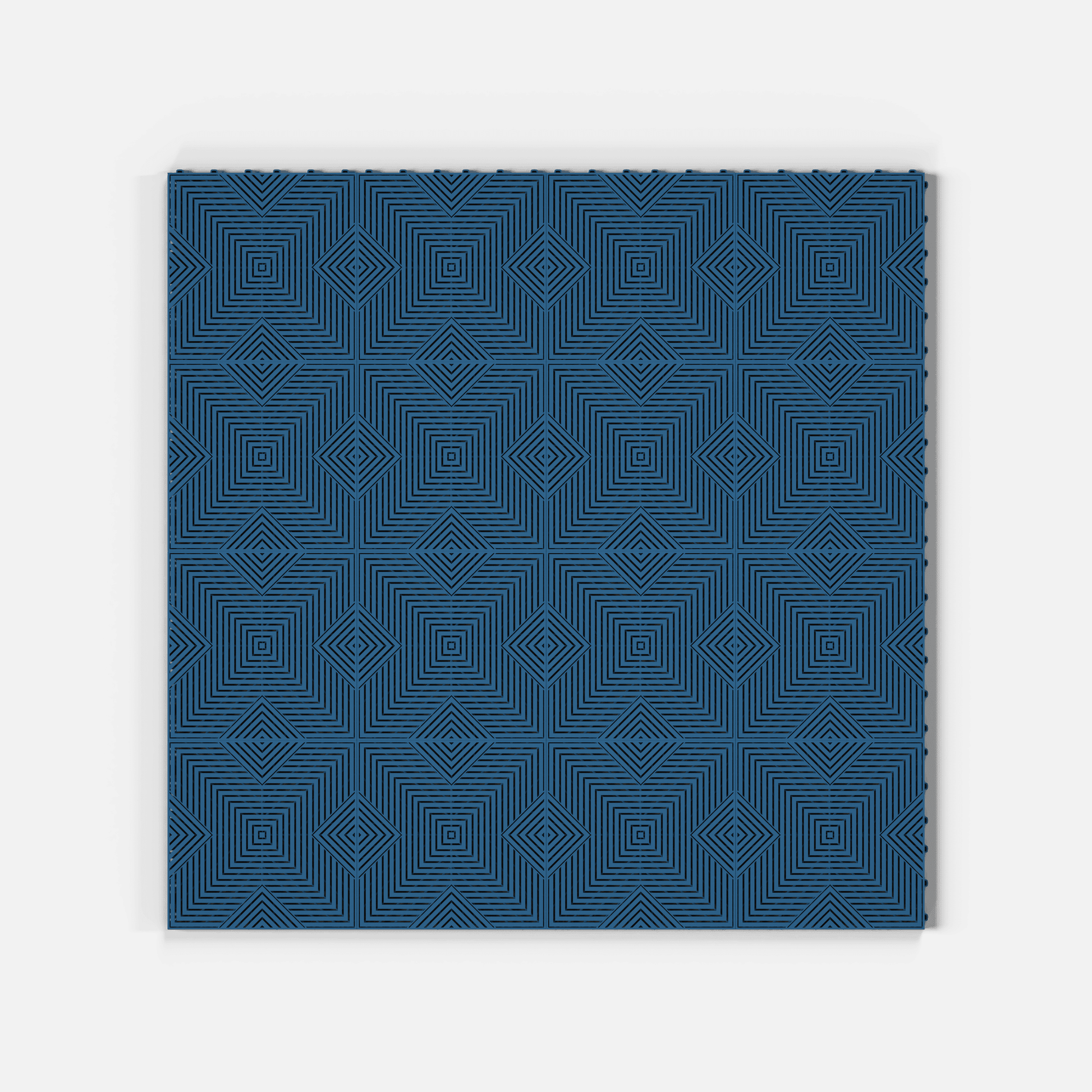 ULTRACORE garage floor tile in Aero Blue, sixteen tiles laid in a four by four grid