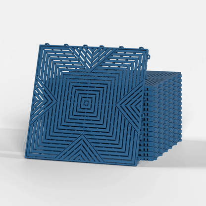 ULTRACORE garage floor tile in Aero Blue, a stack of tiles