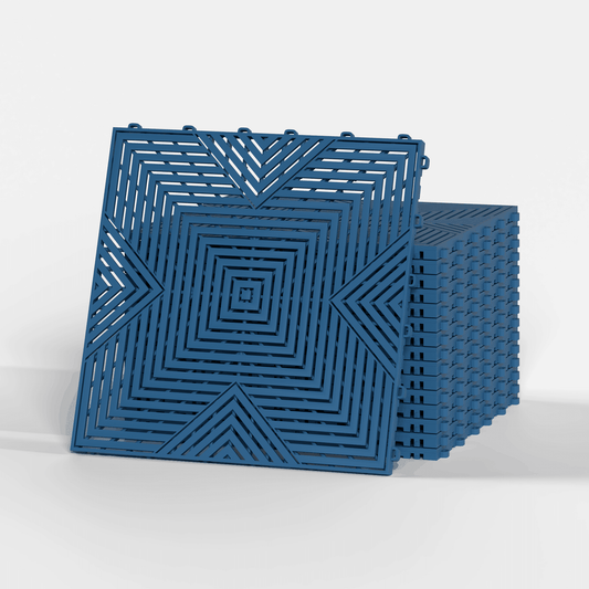 ULTRACORE garage floor tile in Aero Blue, a stack of tiles