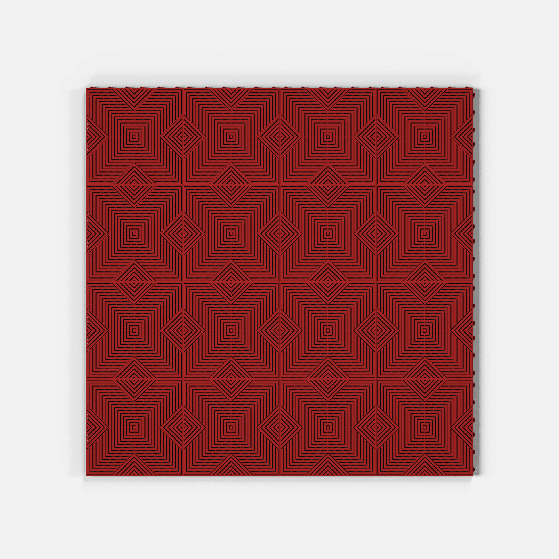 ULTRACORE garage floor tile in Crimson Red, sixteen tiles laid in a four by four grid