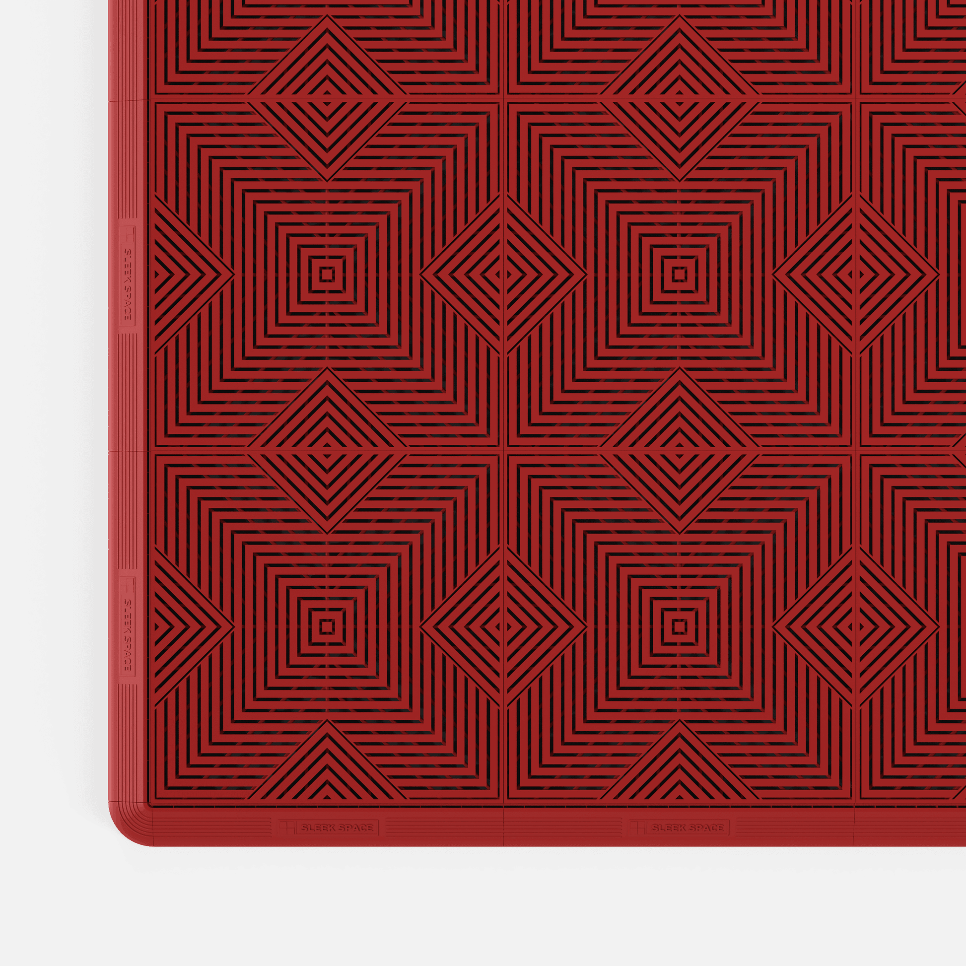 ULTRACORE garage floor tile in Crimson Red, with an edge ramp fitted