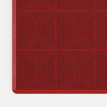 ULTRACORE garage floor tile in Crimson Red, with an edge ramp fitted