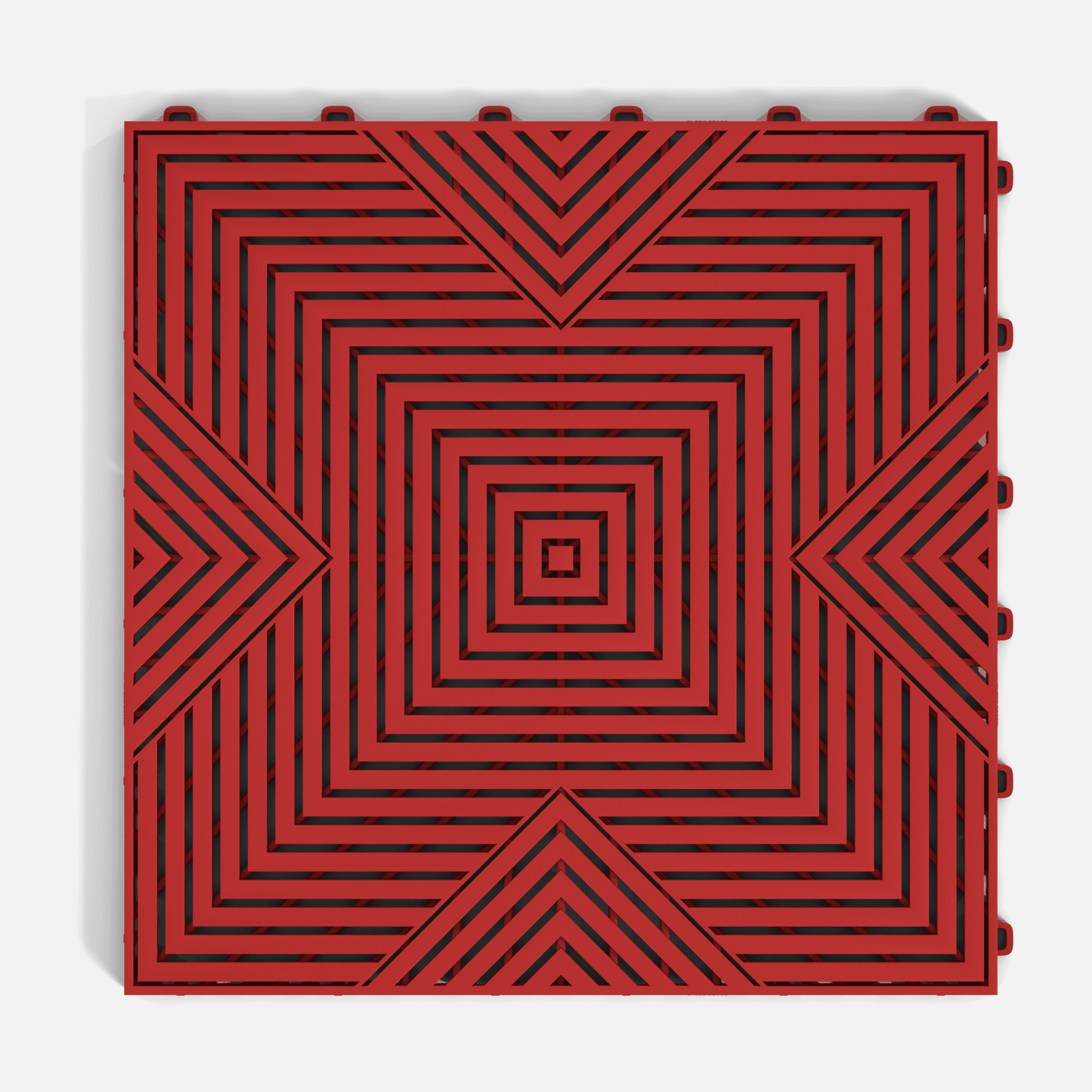 ULTRACORE garage floor tile in Crimson Red, single tile from directly above