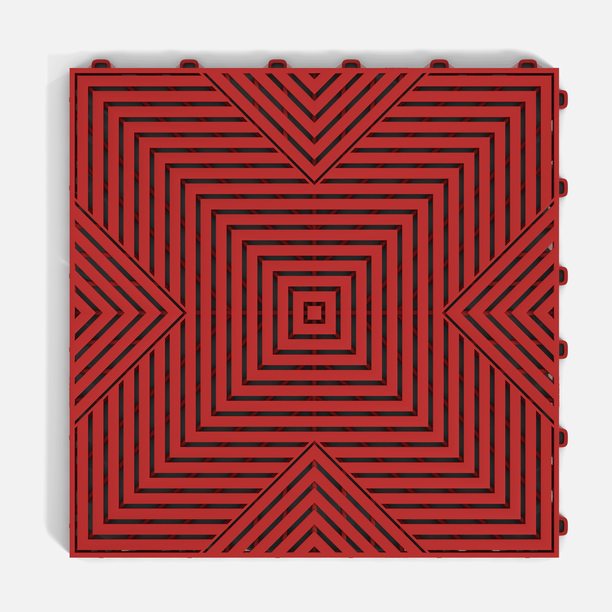 ULTRACORE garage floor tile in Crimson Red, single tile from directly above
