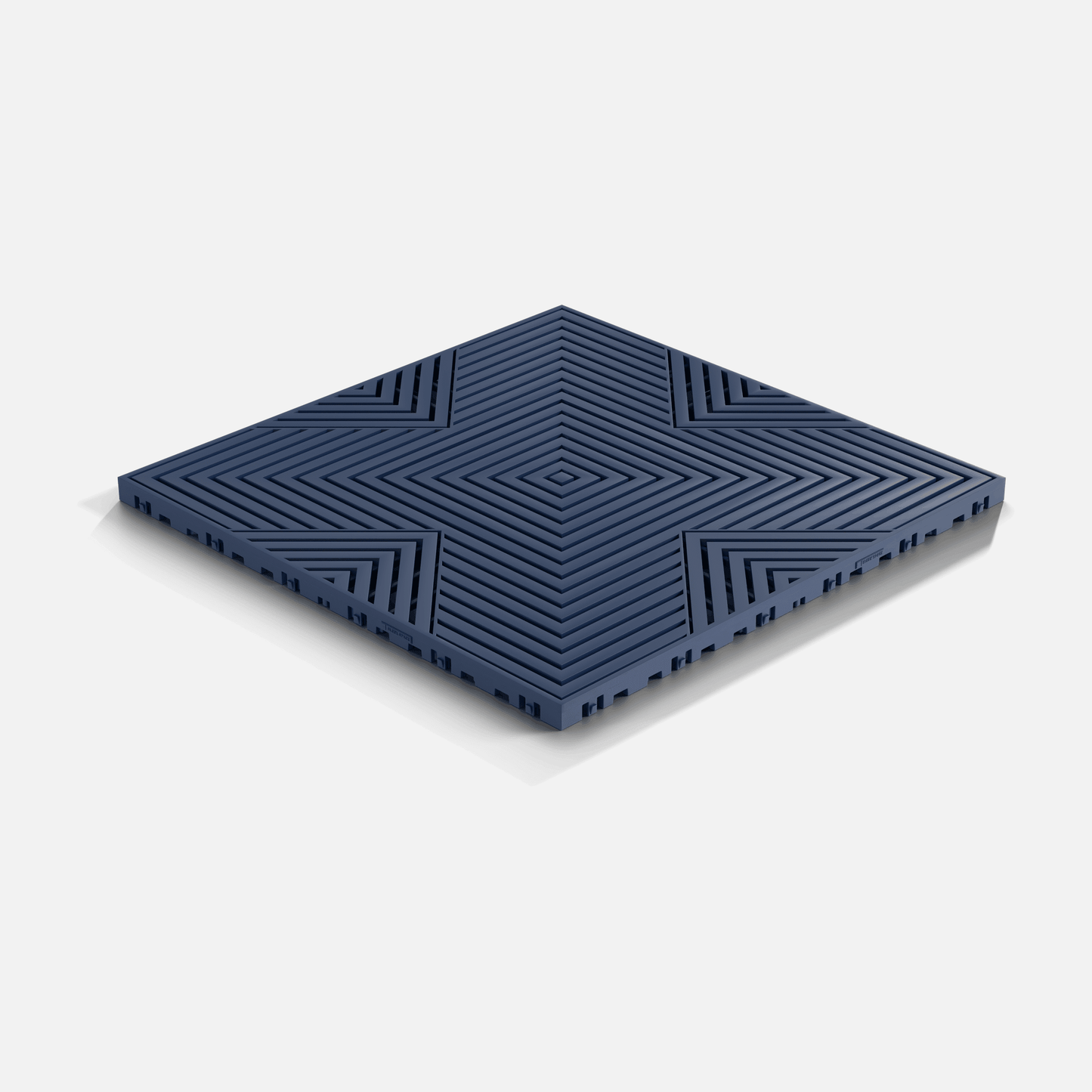 ULTRACORE garage floor tile in Night Blue, laid floor seen from above at an angle