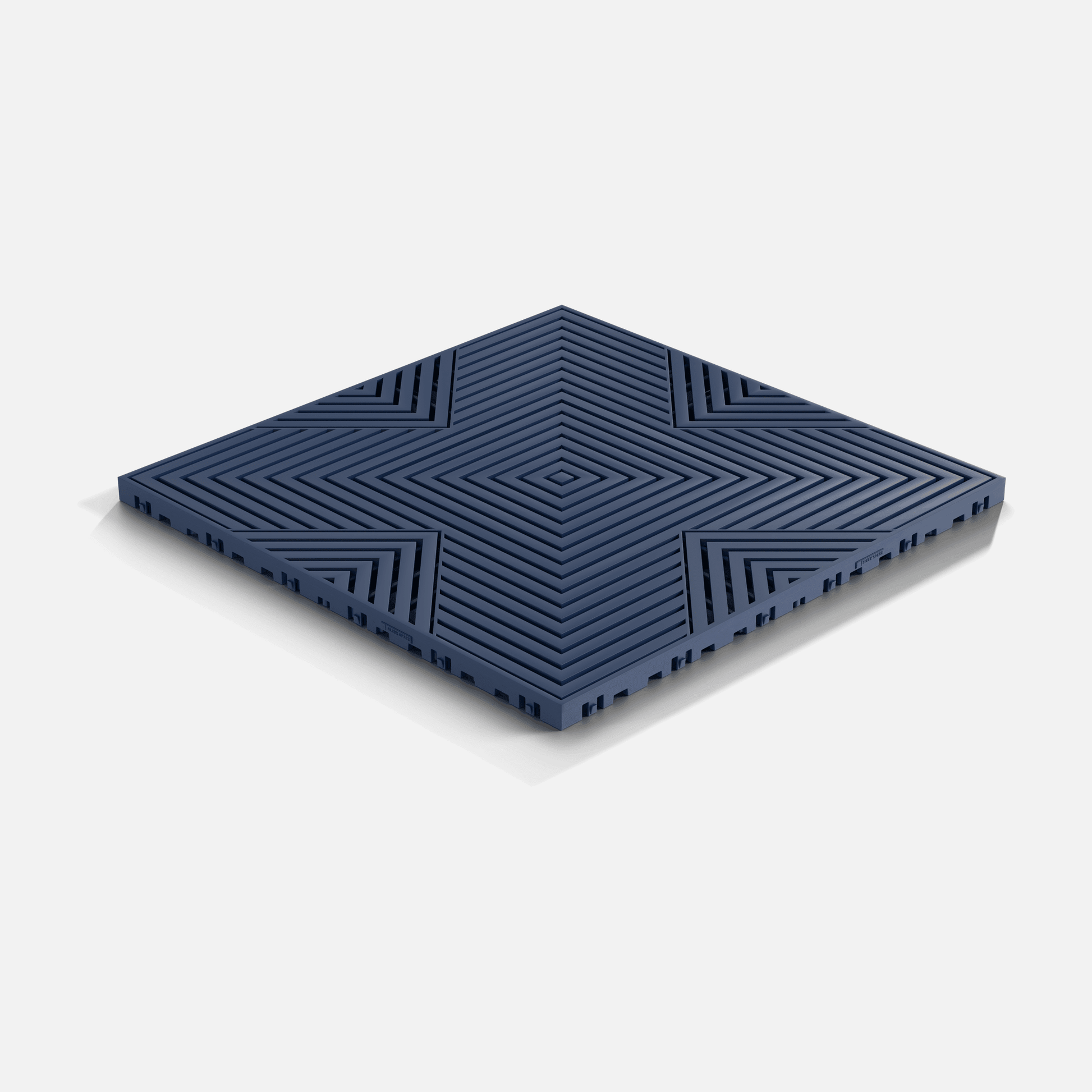 ULTRACORE garage floor tile in Night Blue, laid floor seen from above at an angle