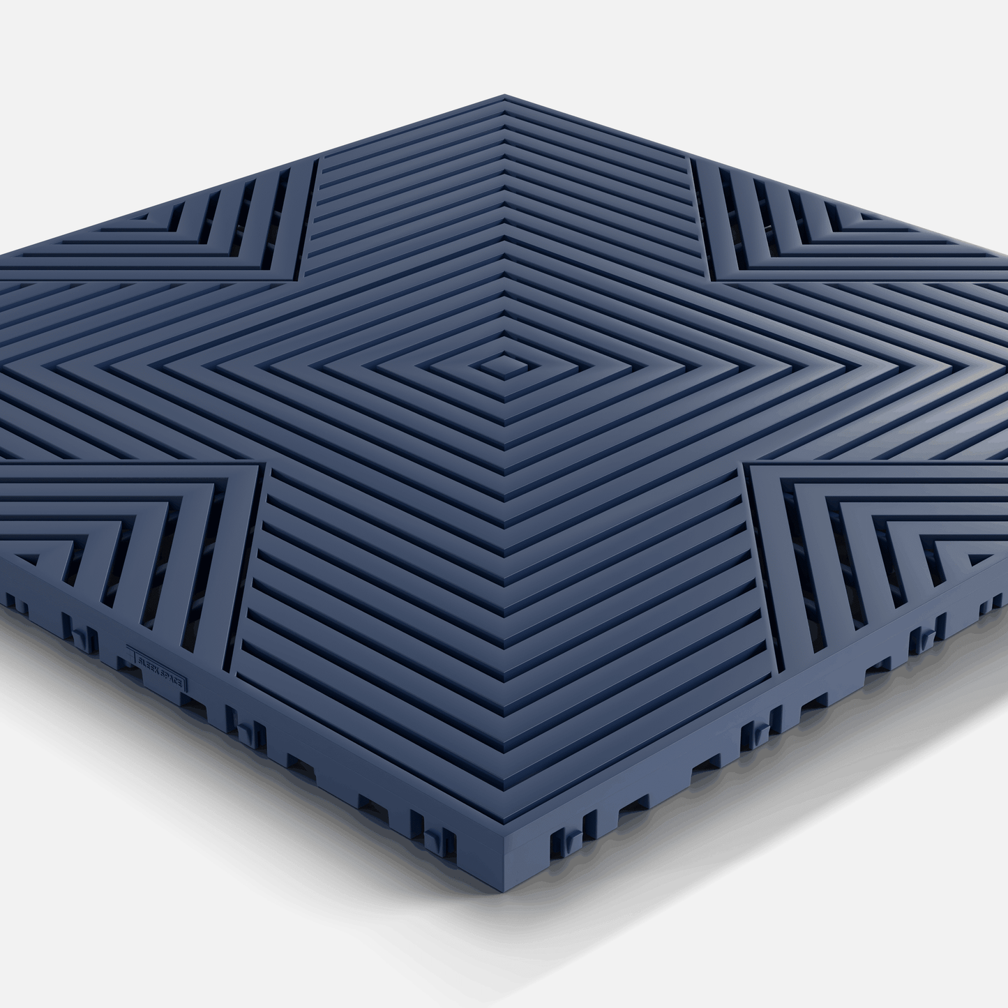 ULTRACORE garage floor tile in Night Blue, single tile seen from a low angle