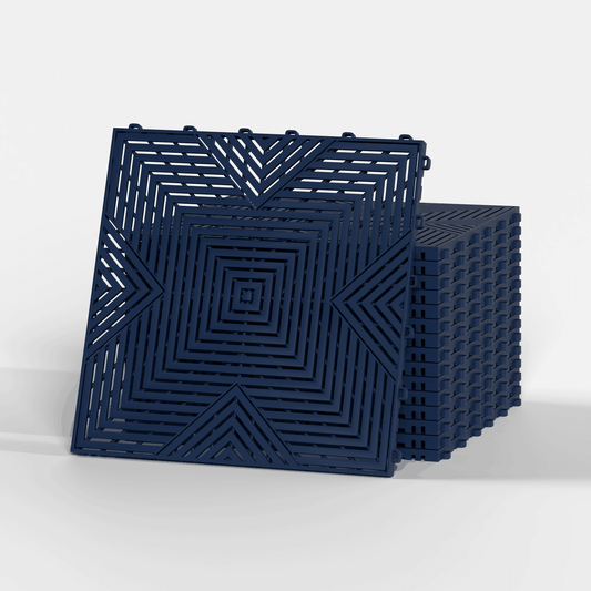ULTRACORE garage floor tile in Night Blue, a stack of tiles