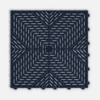 ULTRACORE garage floor tile in Night Blue, underside showing the ventilation channels