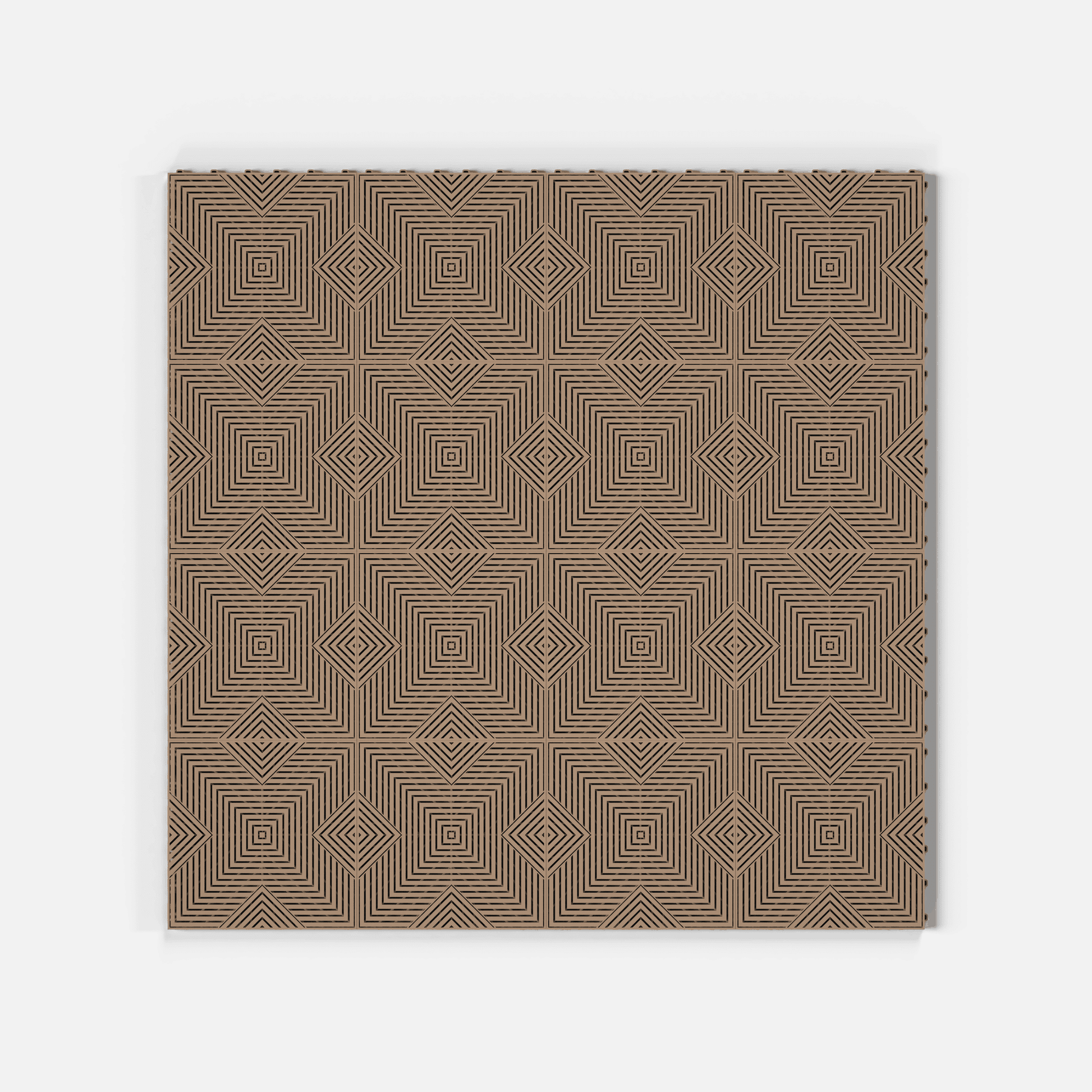 ULTRACORE garage floor tile in Stone Beige, sixteen tiles laid in a four by four grid
