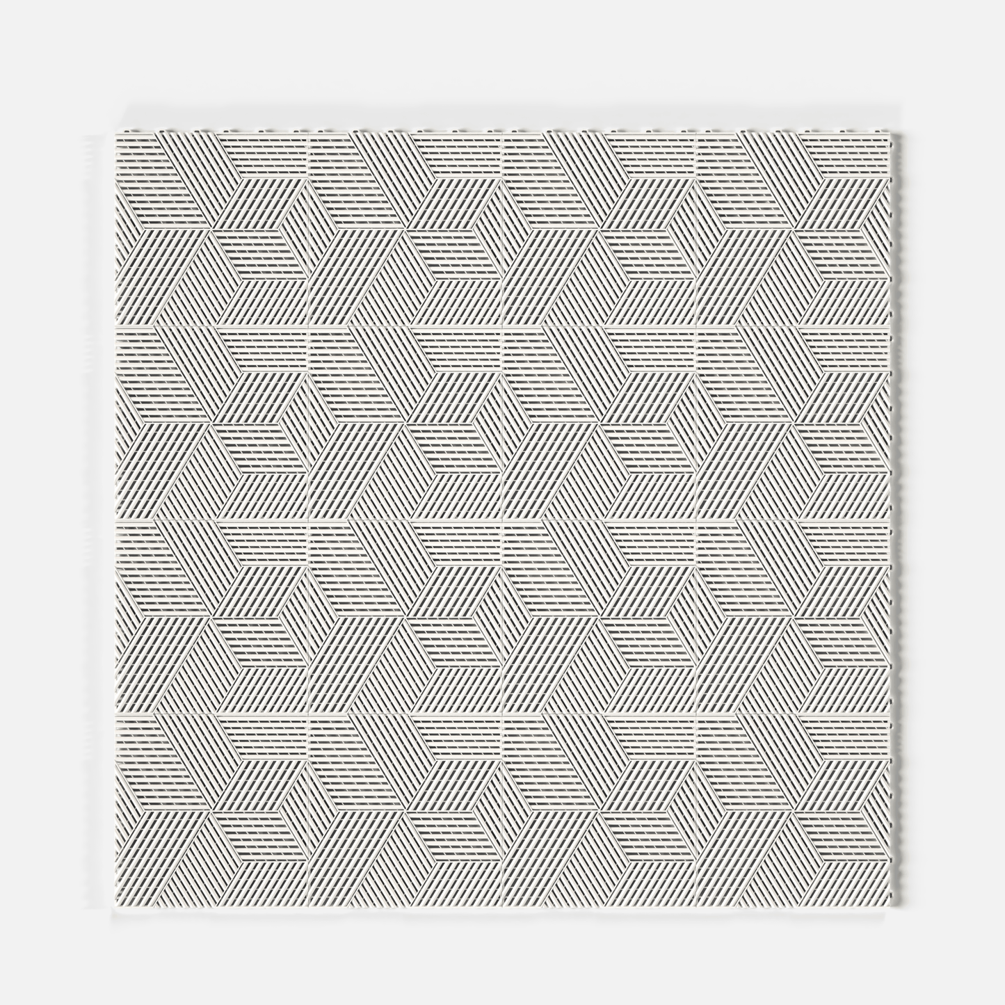 ULTRACUBE garage floor tile in Alpine White, laid floor seen from directly above