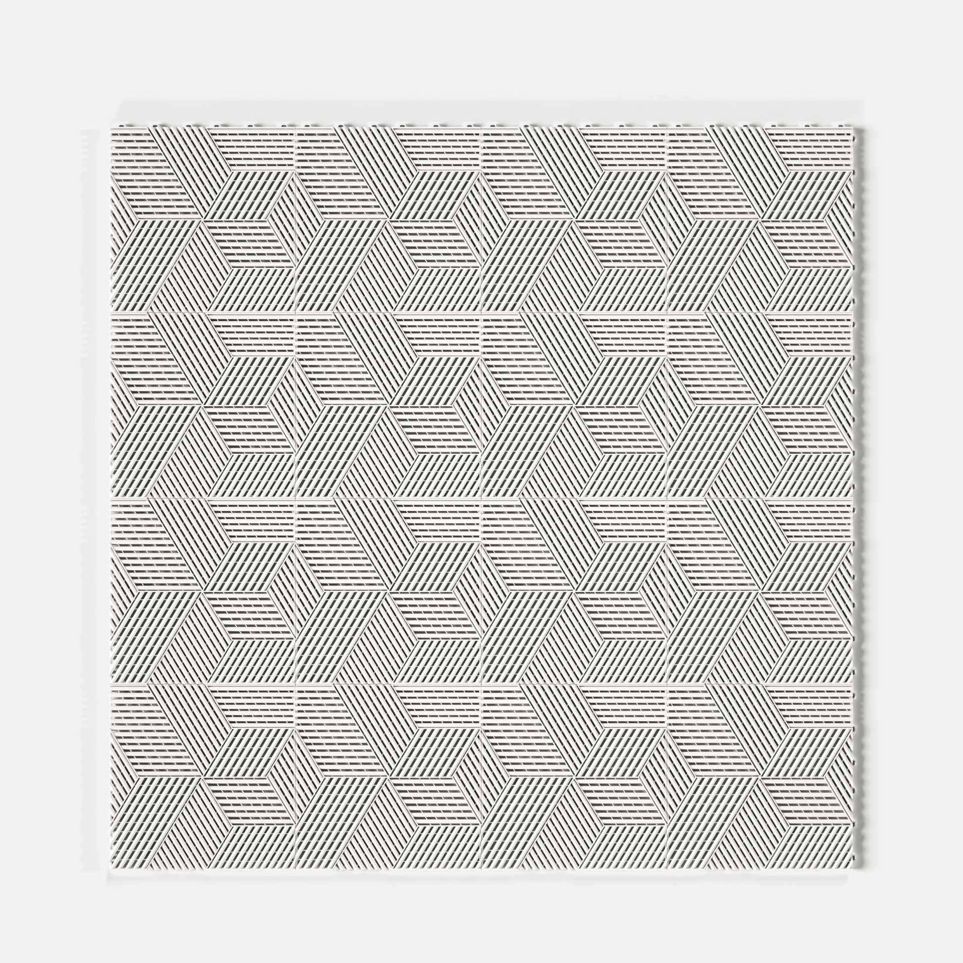 ULTRACUBE garage floor tile in Alpine White, laid floor seen from directly above