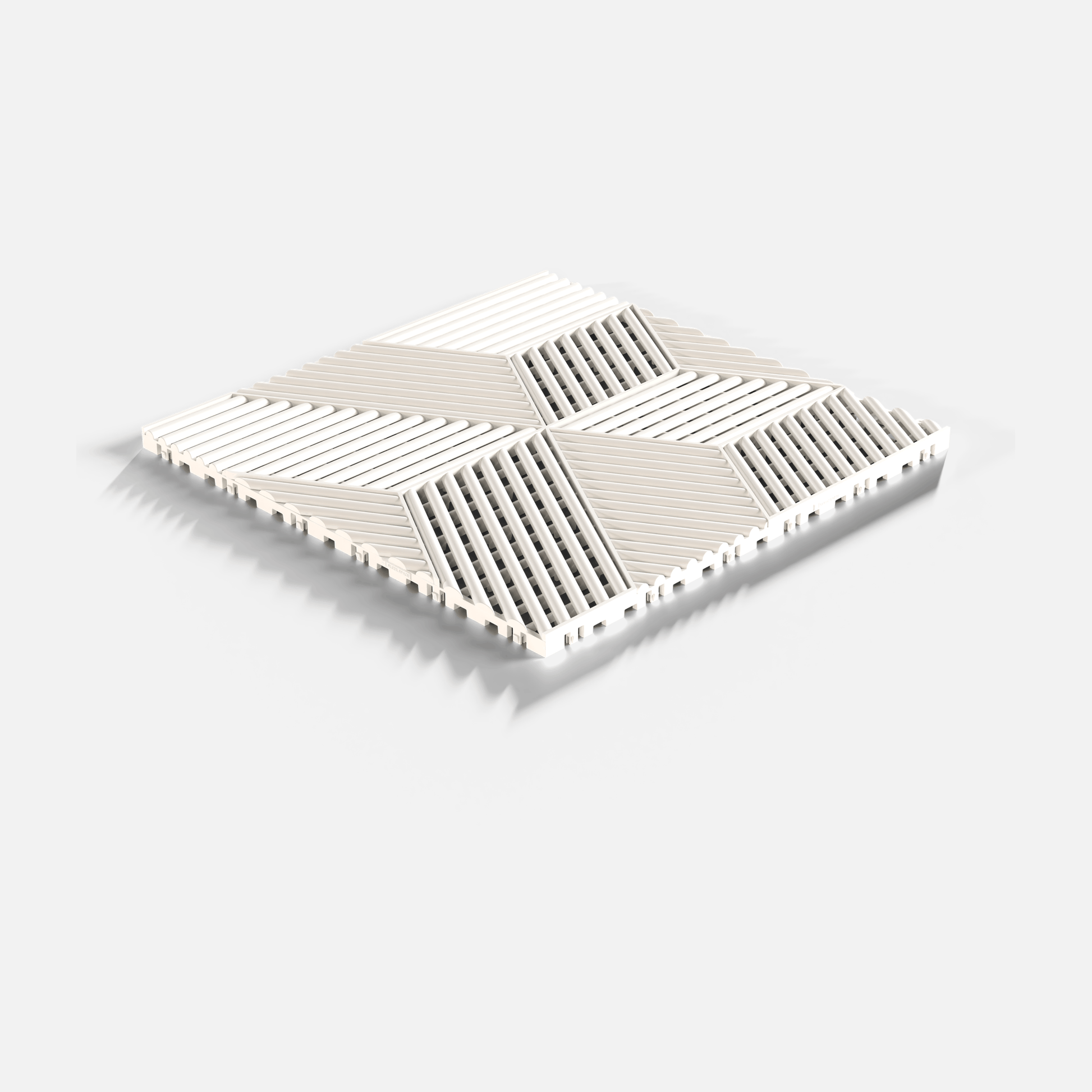 ULTRACUBE garage floor tile in Alpine White, single tile seen from a low angle, second view