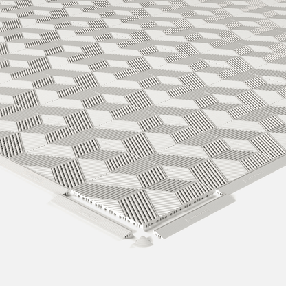 ULTRACUBE garage floor tile in Alpine White, shown with an edge ramp