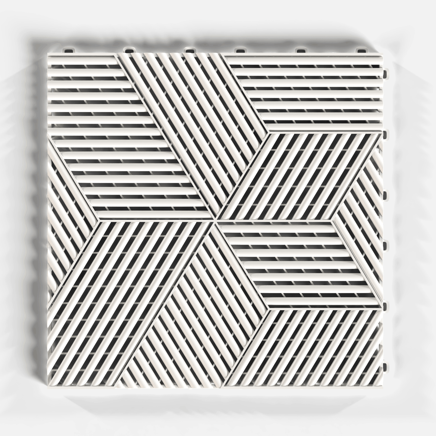 ULTRACUBE garage floor tile in Alpine White, single tile from directly above