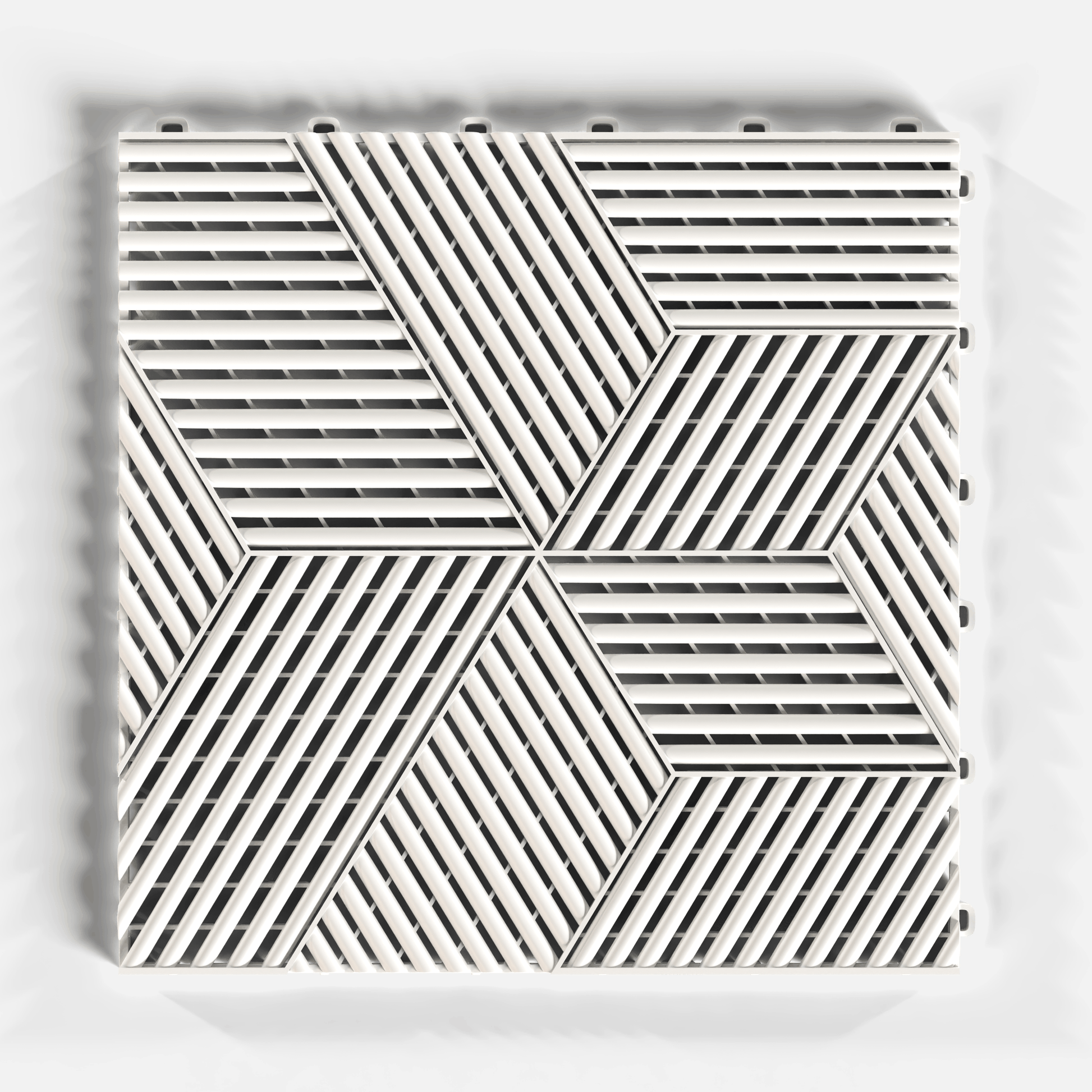 ULTRACUBE garage floor tile in Alpine White, single tile from directly above