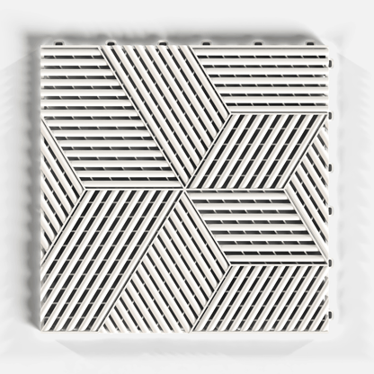 ULTRACUBE garage floor tile in Alpine White, single tile from directly above