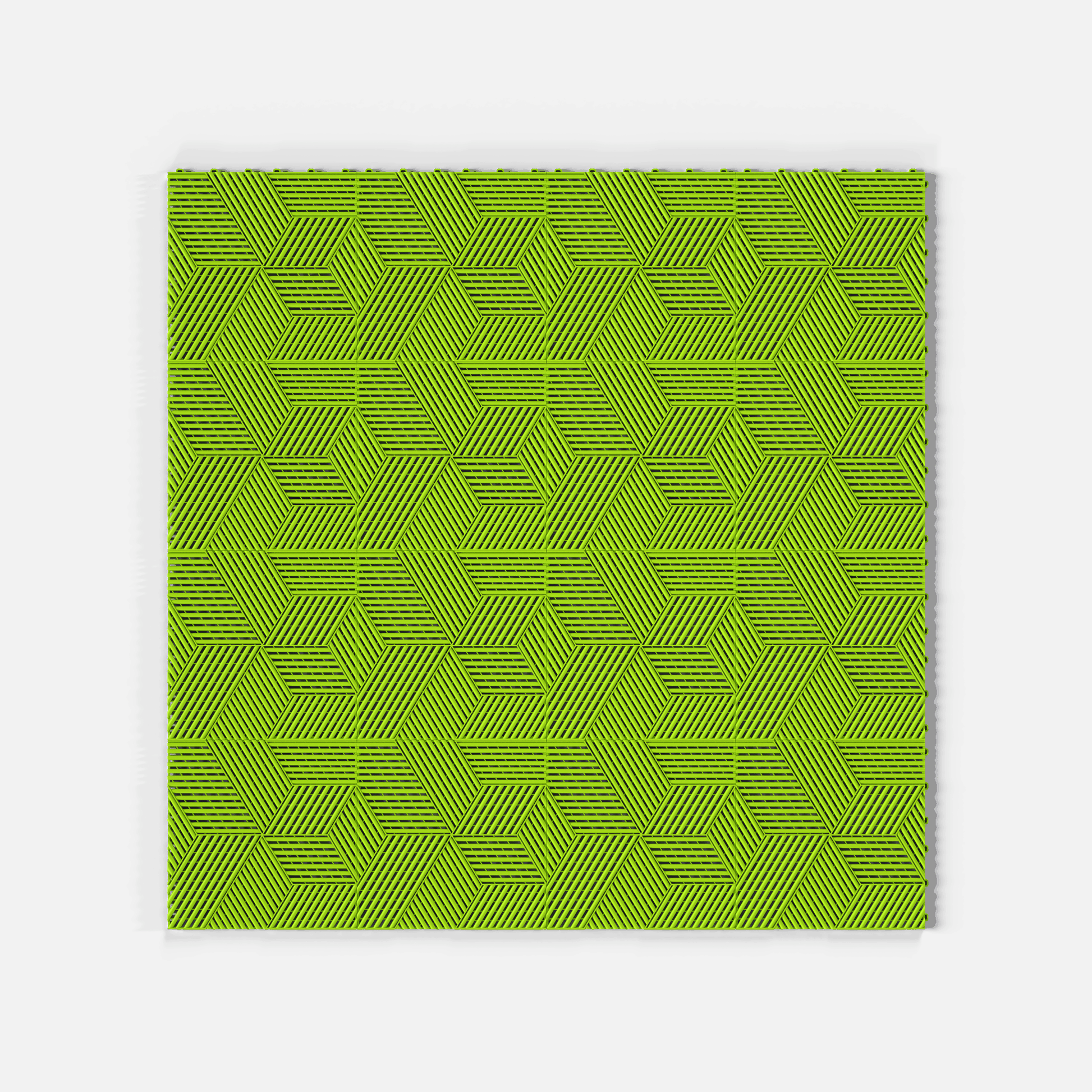 ULTRACUBE garage floor tile in Electric Green, laid floor seen from directly above