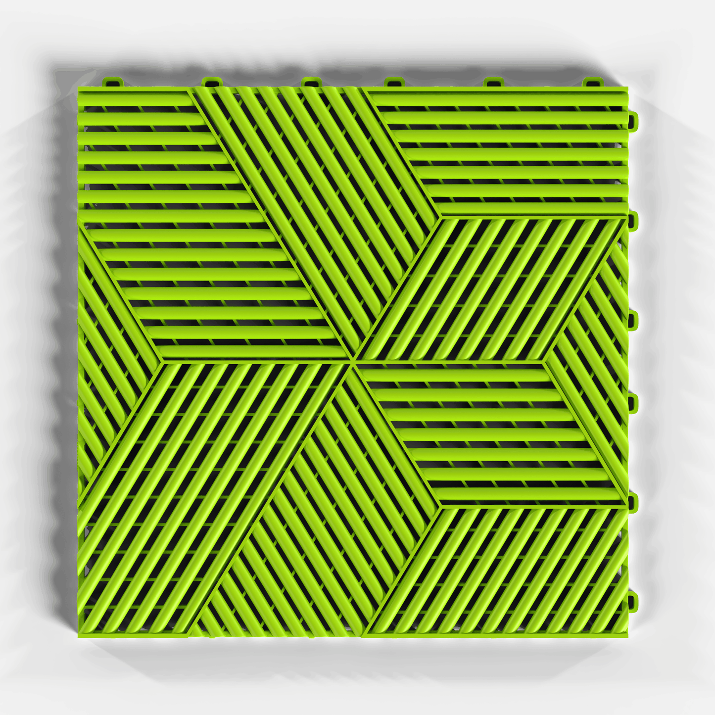 ULTRACUBE garage floor tile in Electric Green, single tile from directly above