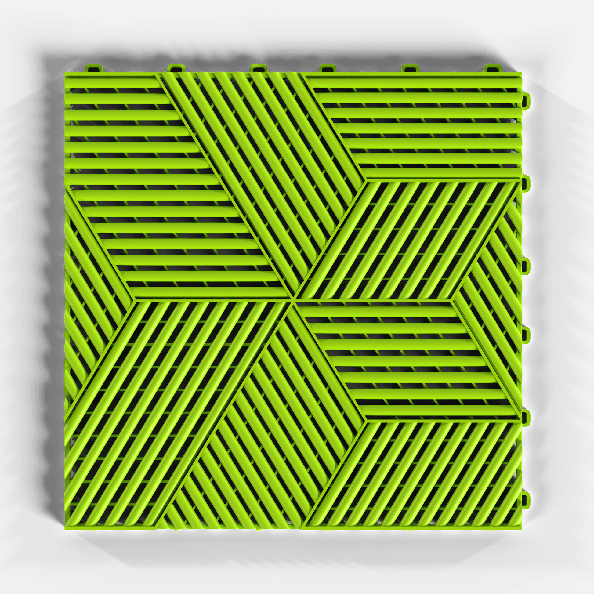 ULTRACUBE garage floor tile in Electric Green, single tile from directly above