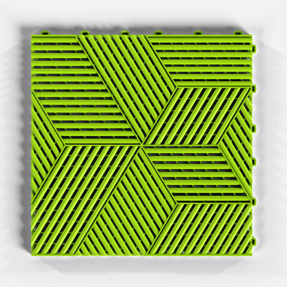 ULTRACUBE garage floor tile in Electric Green, single tile from directly above