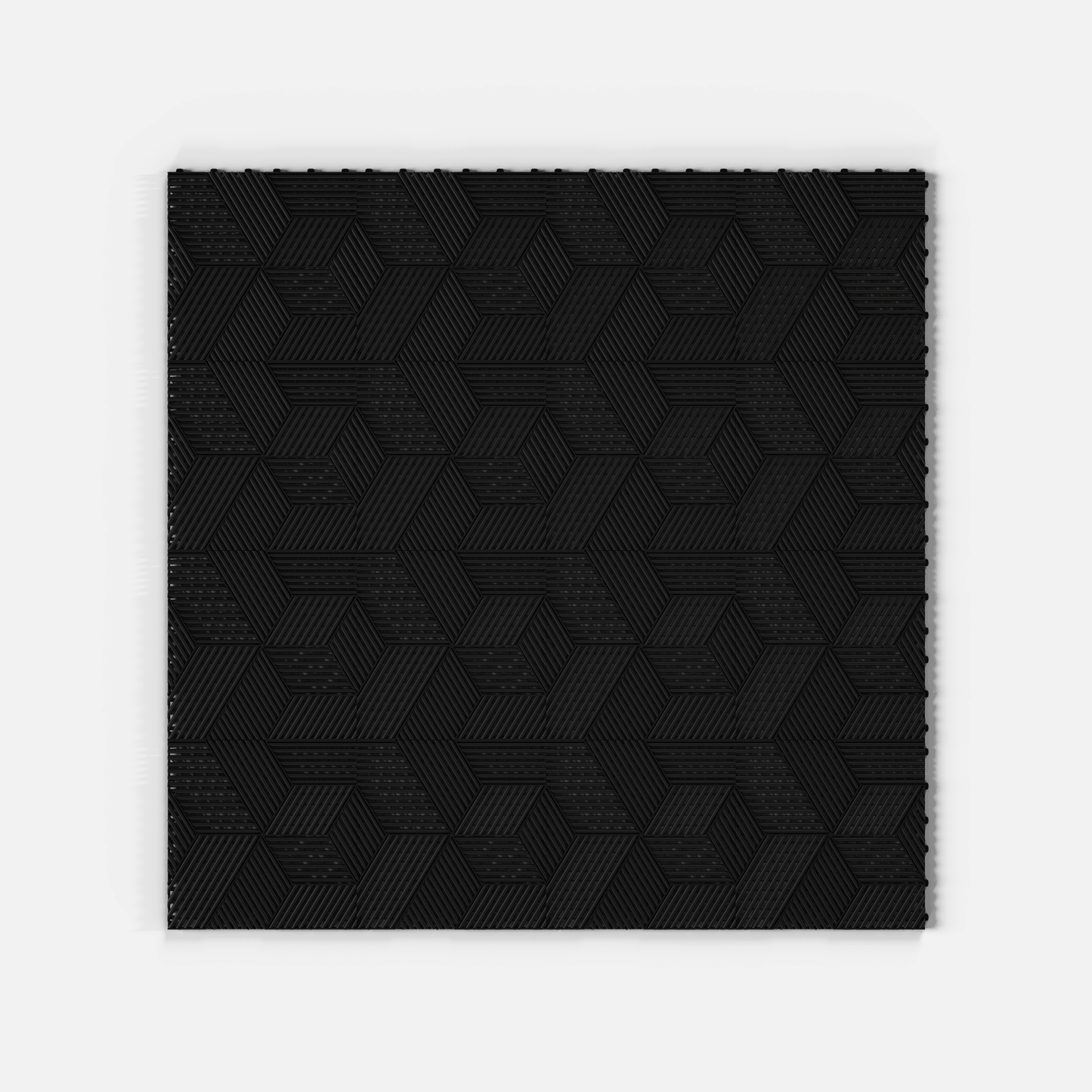ULTRACUBE garage floor tile in Jet Black, laid floor seen from directly above