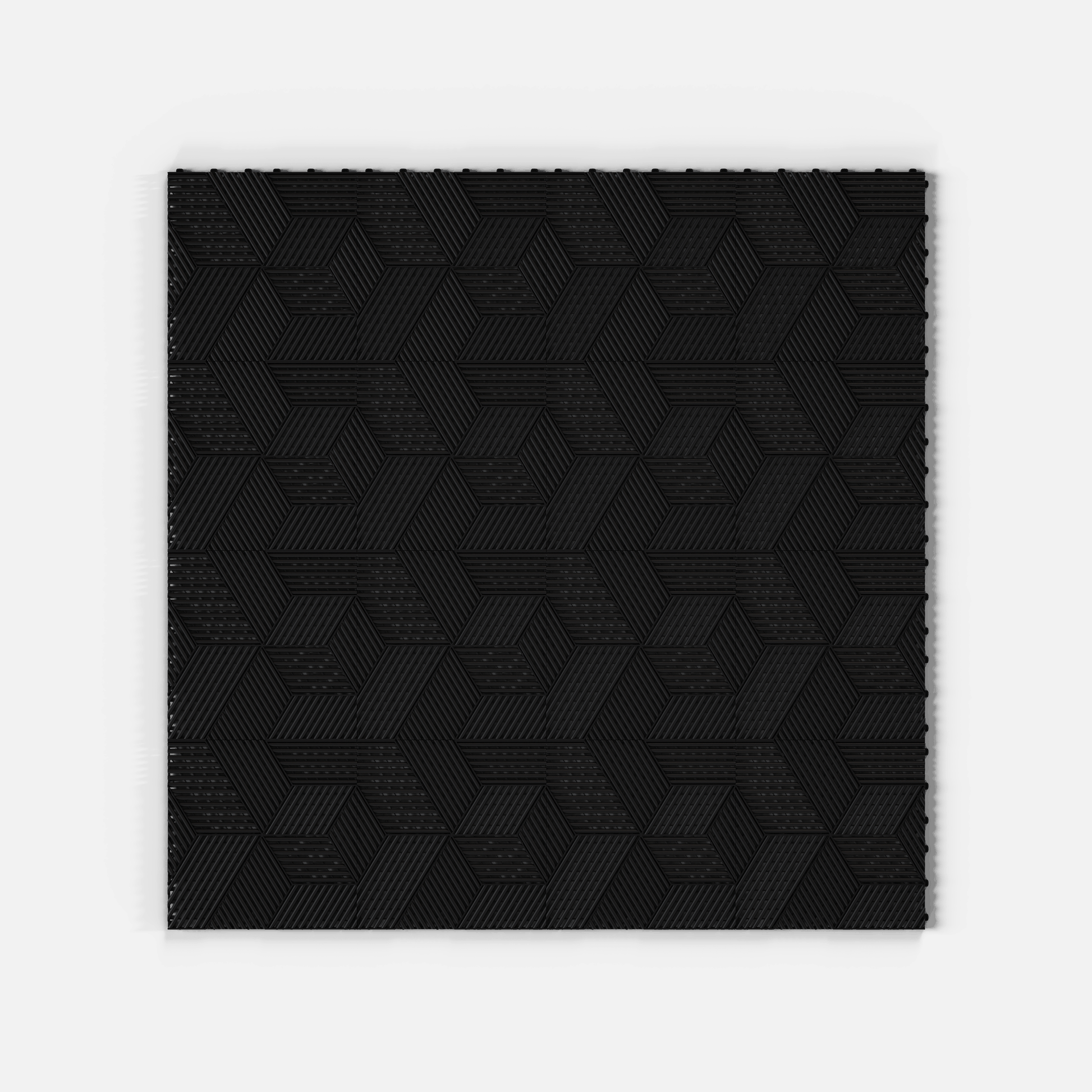 ULTRACUBE garage floor tile in Jet Black, laid floor seen from directly above