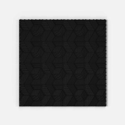 ULTRACUBE garage floor tile in Jet Black, laid floor seen from directly above