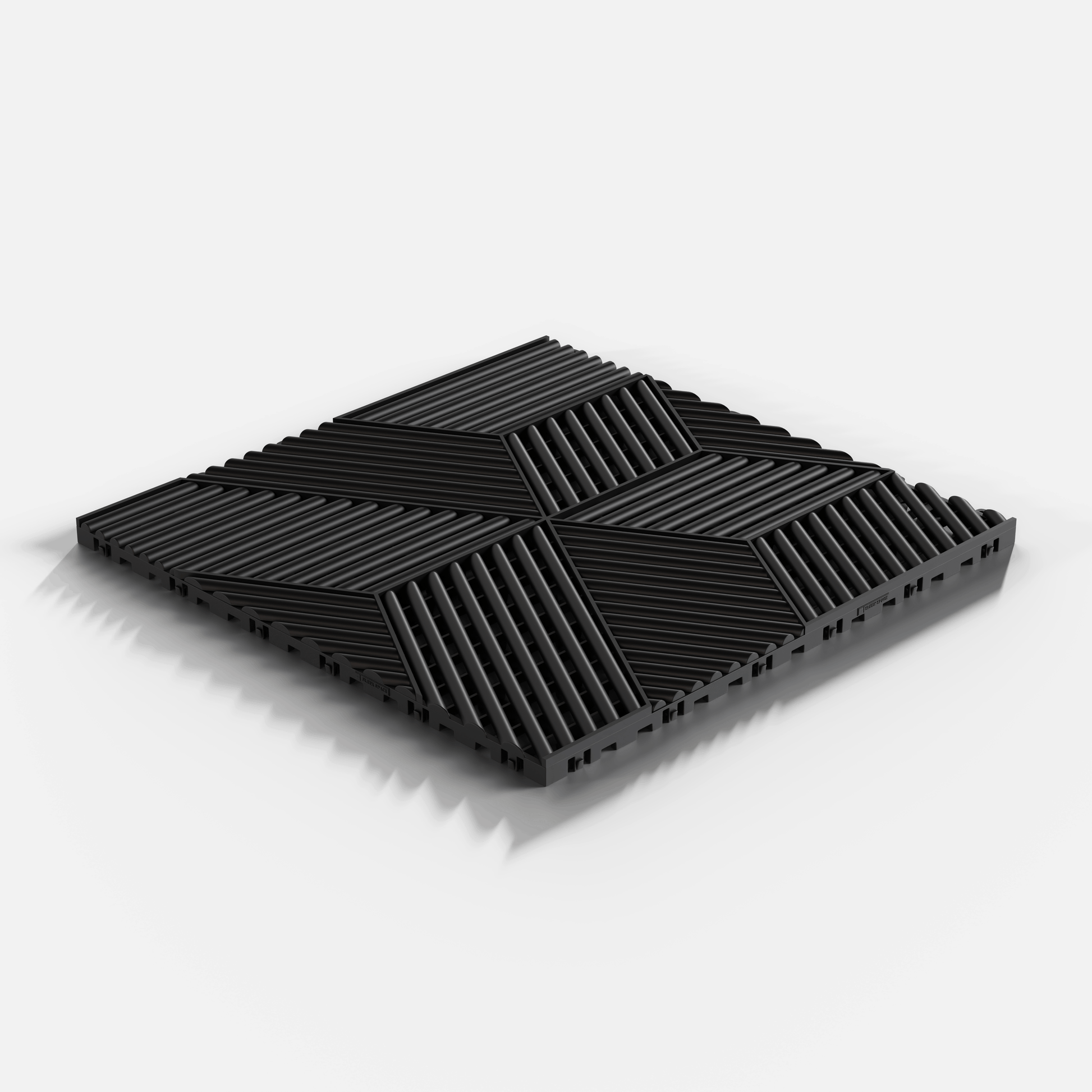 ULTRACUBE garage floor tile in Jet Black, single tile seen from a low angle, second view
