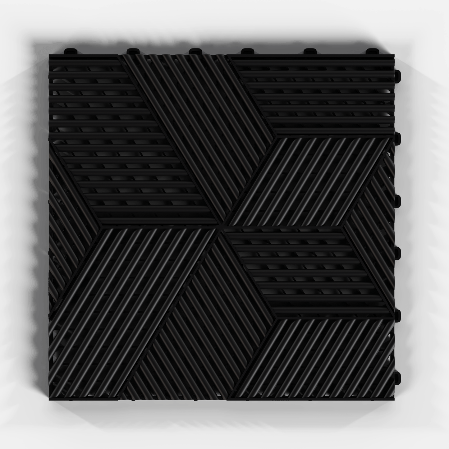ULTRACUBE garage floor tile in Jet Black, single tile from directly above