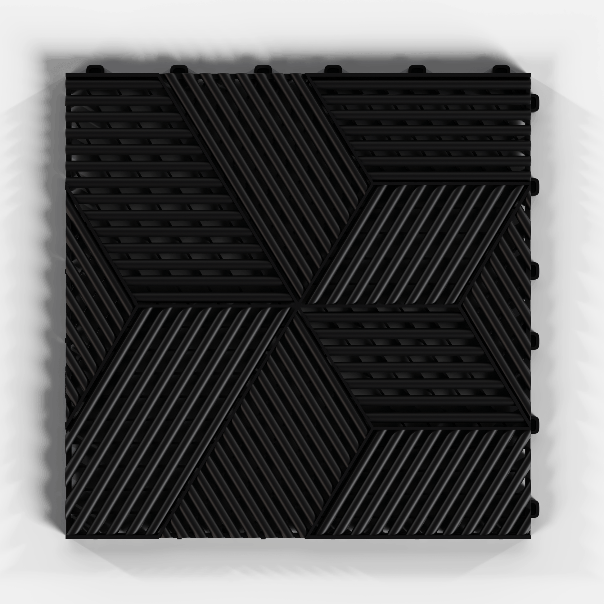 ULTRACUBE garage floor tile in Jet Black, single tile from directly above