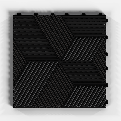 ULTRACUBE garage floor tile in Jet Black, single tile from directly above