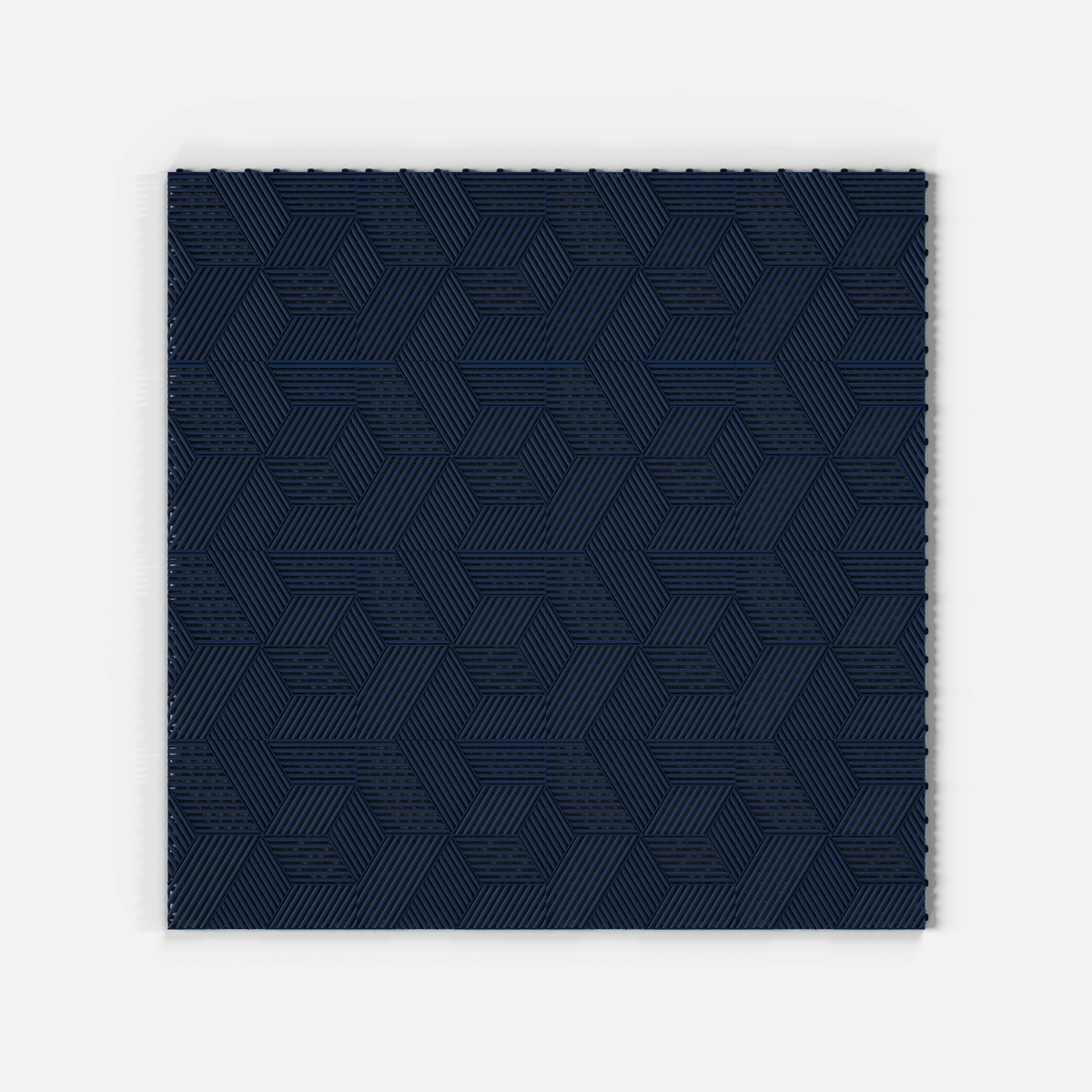 ULTRACUBE garage floor tile in Night Blue, laid floor seen from directly above
