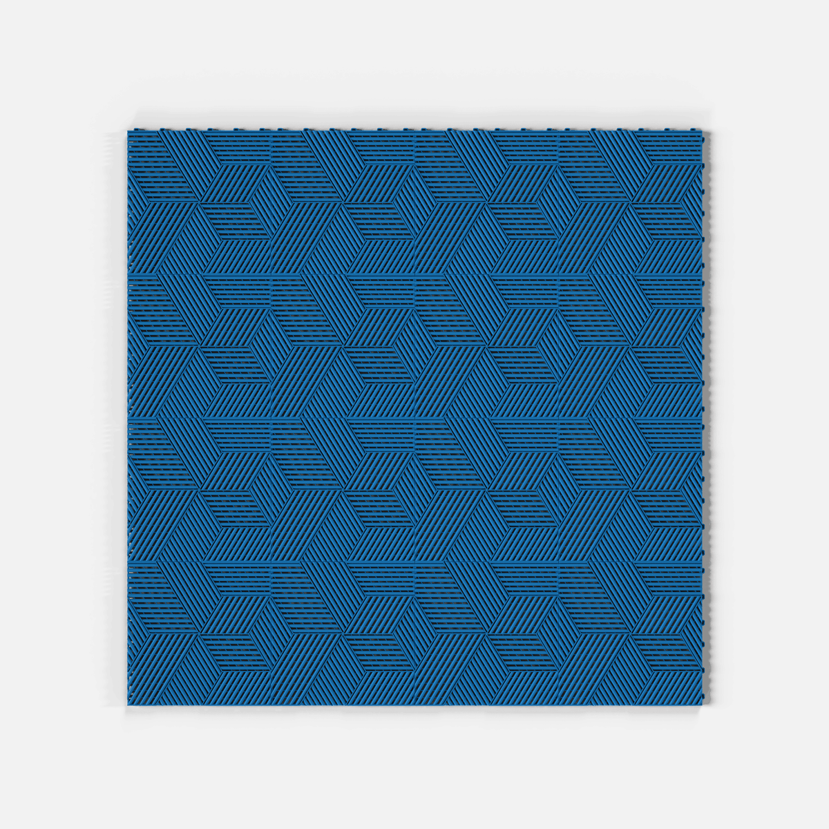 ULTRACUBE garage floor tile in Riviera Blue, laid floor seen from directly above