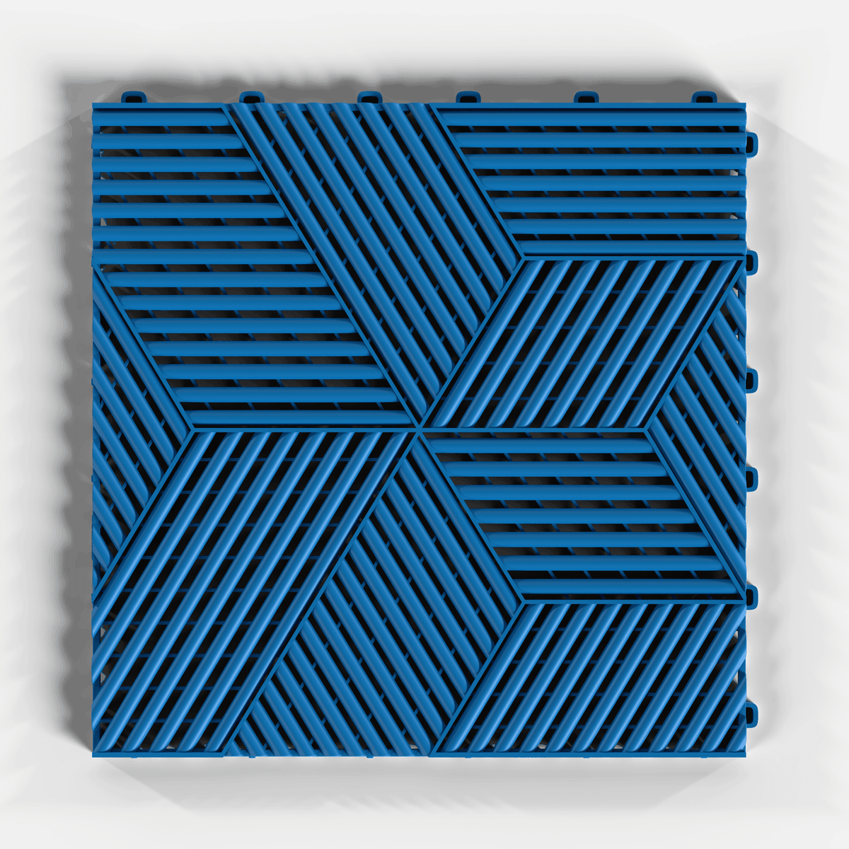 ULTRACUBE garage floor tile in Riviera Blue, single tile from directly above