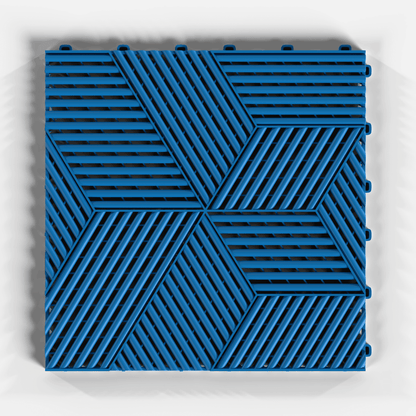 ULTRACUBE garage floor tile in Riviera Blue, single tile from directly above