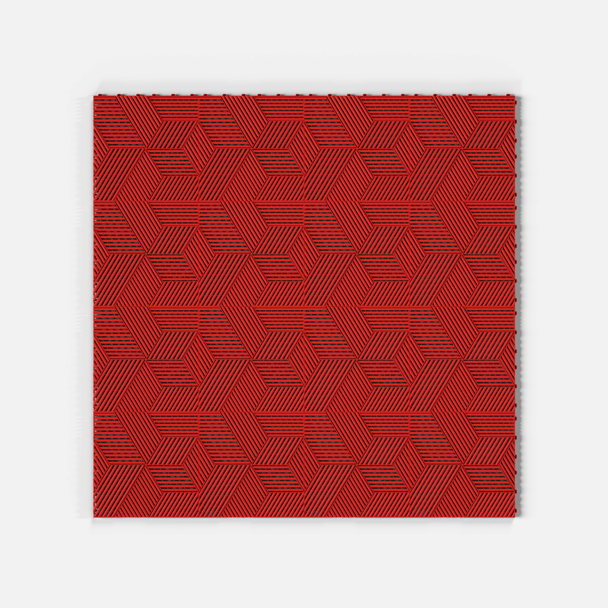 ULTRACUBE garage floor tile in Rosso Red, laid floor seen from directly above