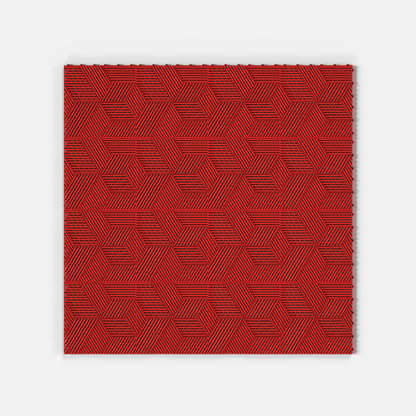 ULTRACUBE garage floor tile in Rosso Red, laid floor seen from directly above