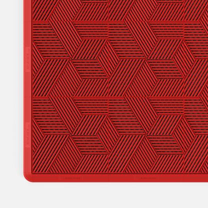 ULTRACUBE garage floor tile in Rosso Red, with an edge ramp fitted