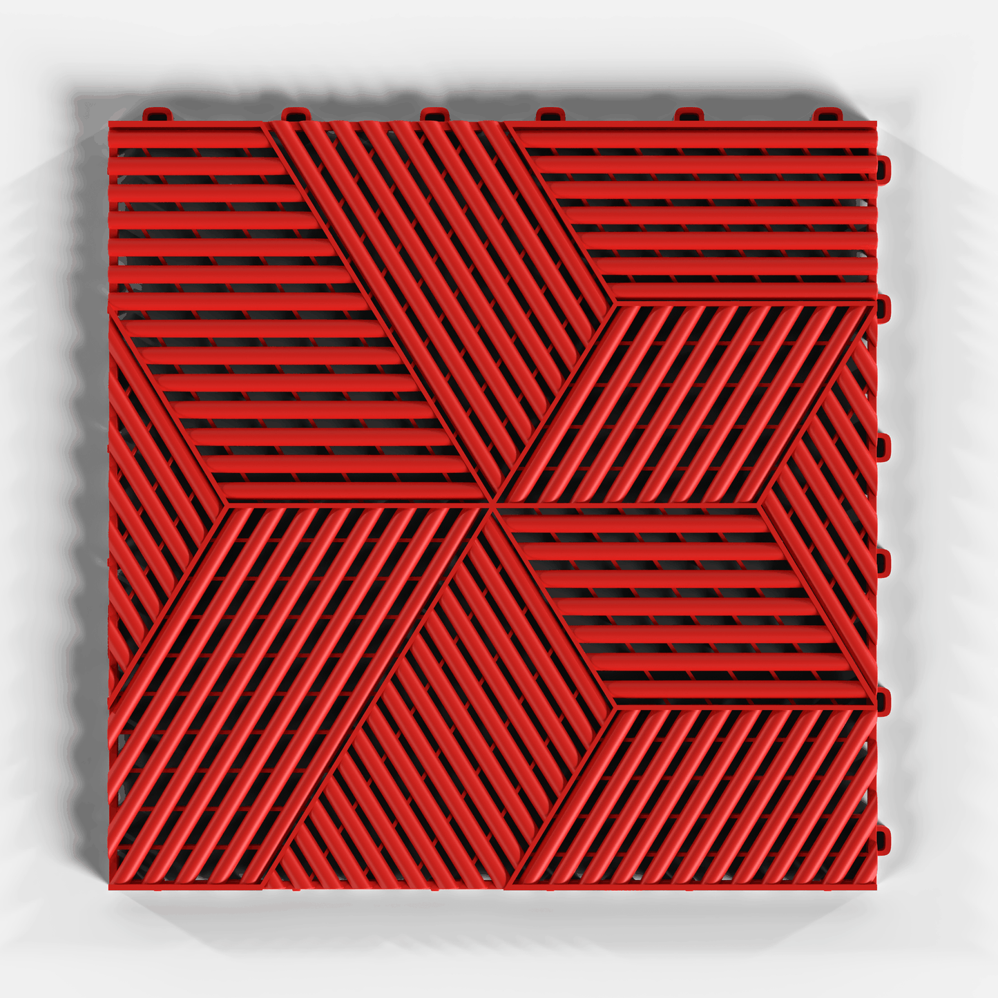 ULTRACUBE garage floor tile in Rosso Red, single tile from directly above
