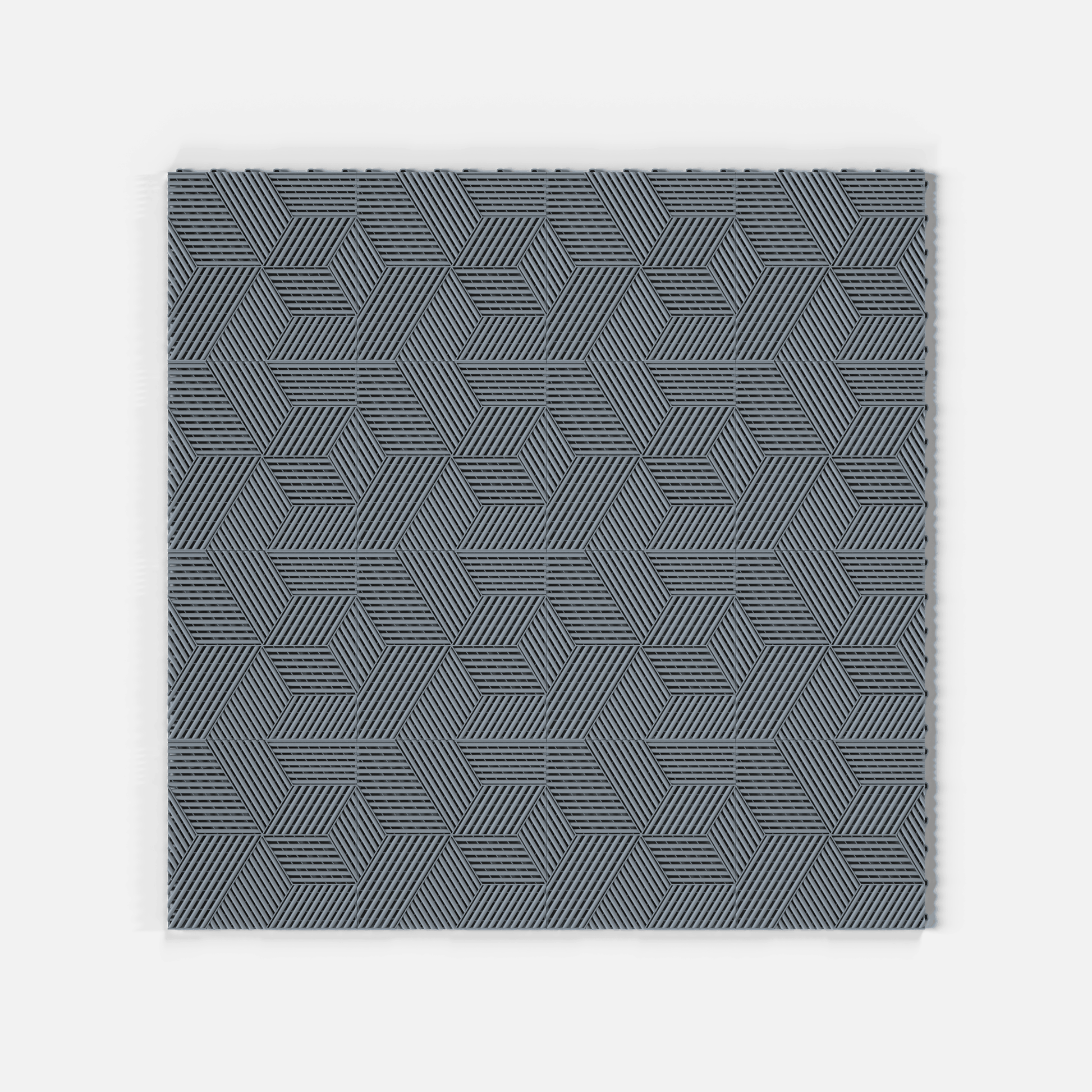 ULTRACUBE garage floor tile in Silver Grey, laid floor seen from directly above