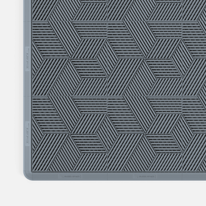 ULTRACUBE garage floor tile in Silver Grey, with an edge ramp fitted