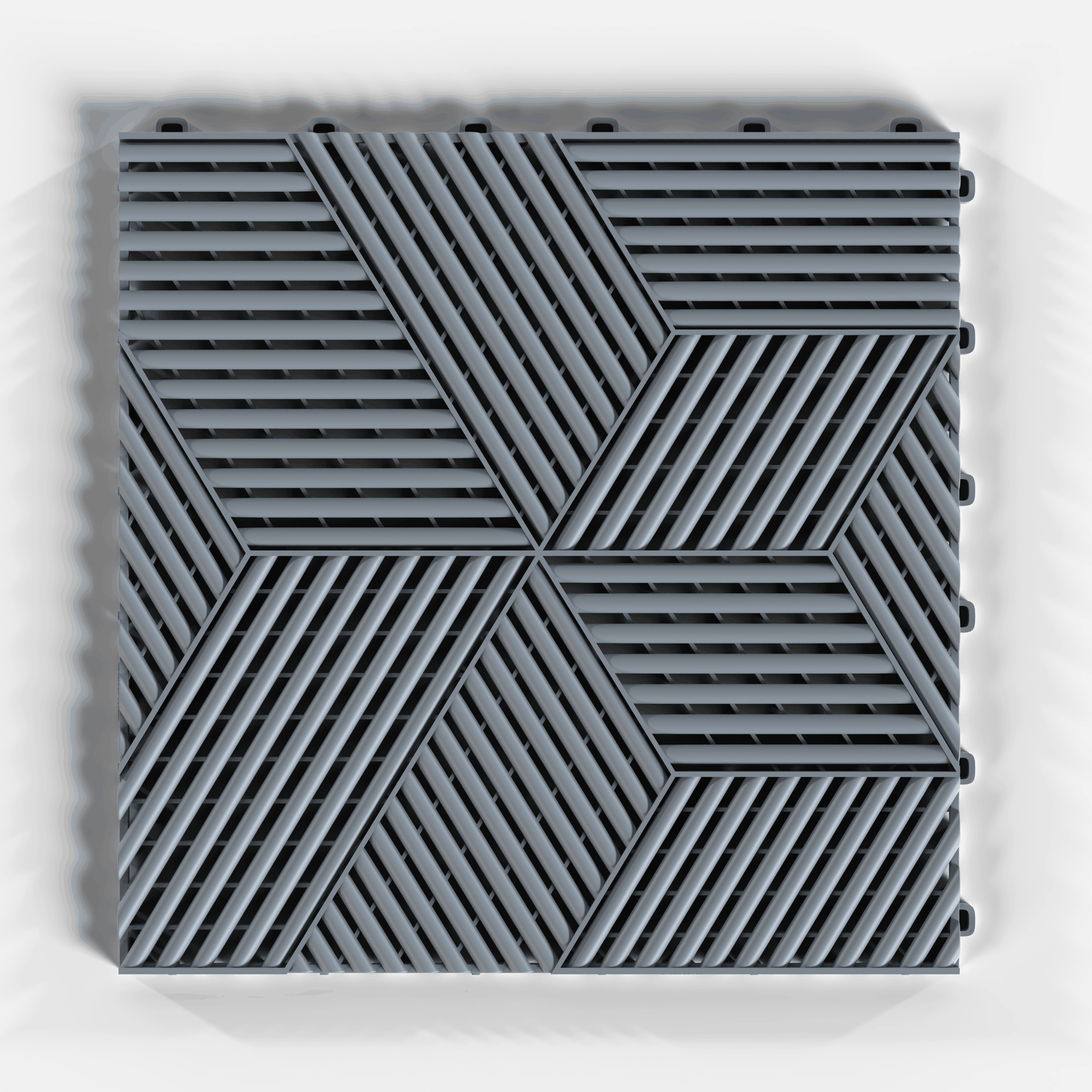 ULTRACUBE garage floor tile in Silver Grey, single tile from directly above