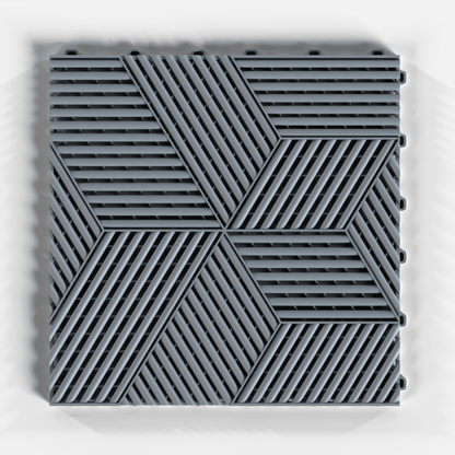 ULTRACUBE garage floor tile in Silver Grey, single tile from directly above
