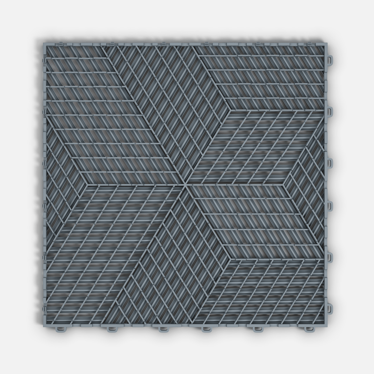 ULTRACUBE garage floor tile in Silver Grey, underside showing the ventilation channels
