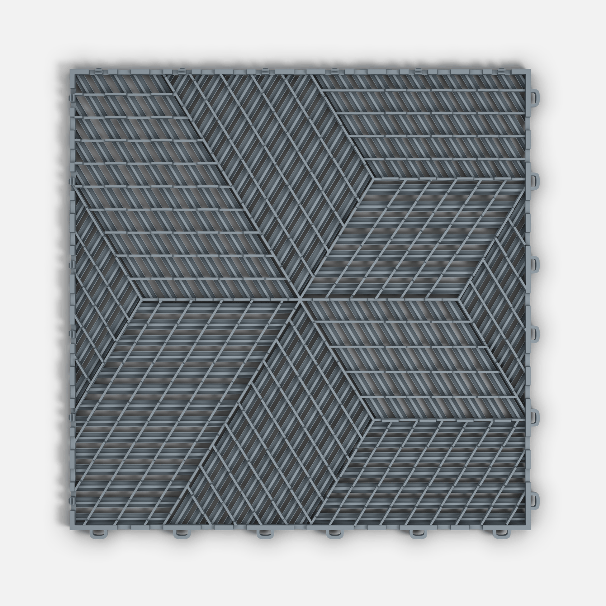 ULTRACUBE garage floor tile in Silver Grey, underside showing the ventilation channels