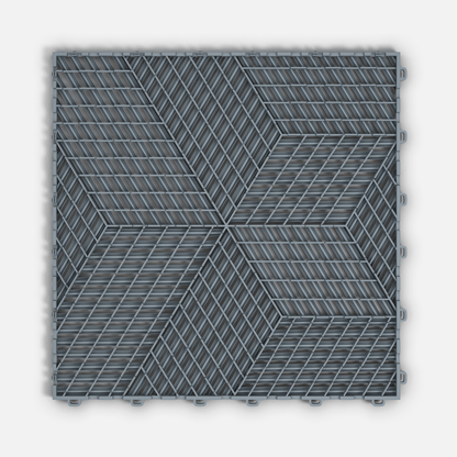 ULTRACUBE garage floor tile in Silver Grey, underside showing the ventilation channels