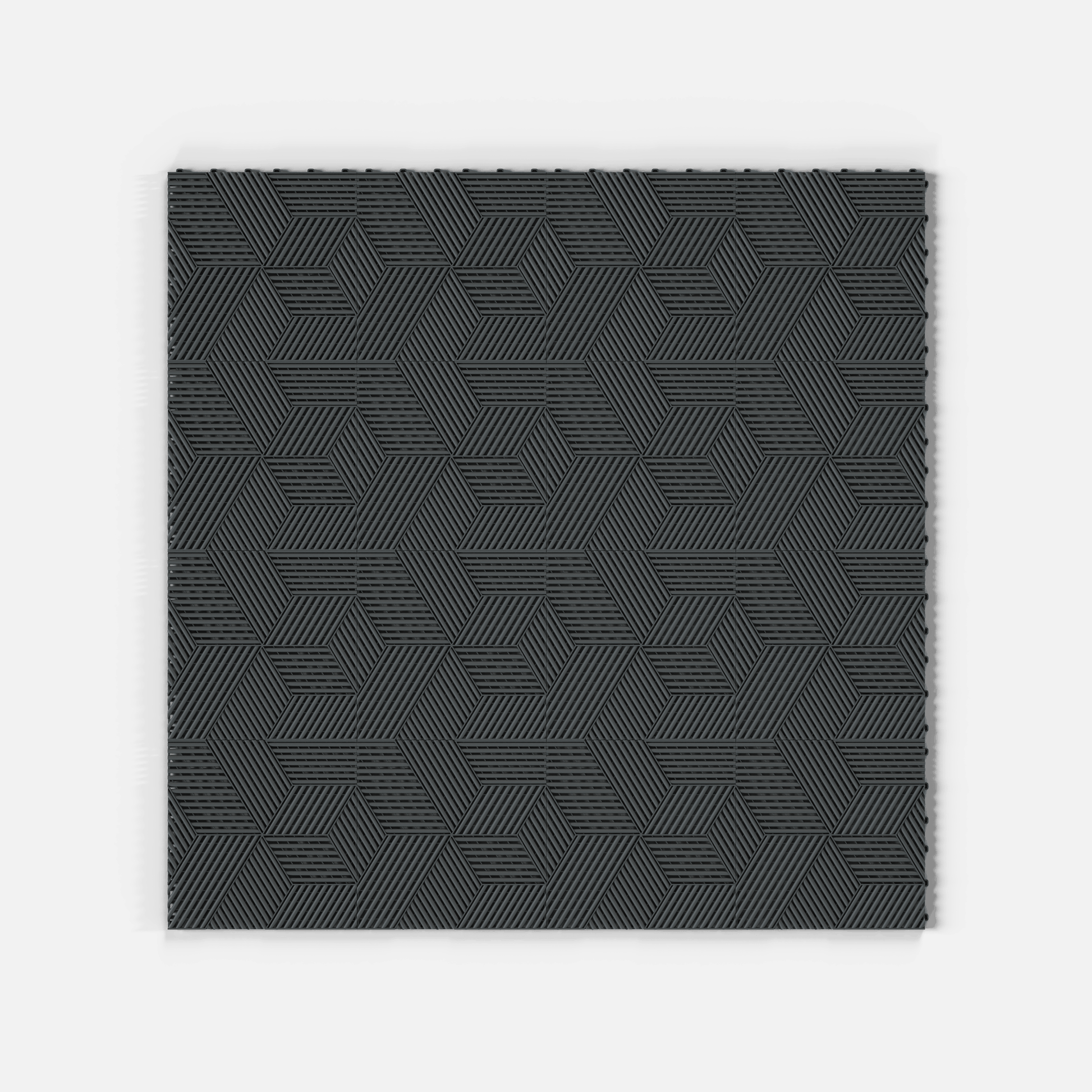 ULTRACUBE garage floor tile in Space Grey, laid floor seen from directly above